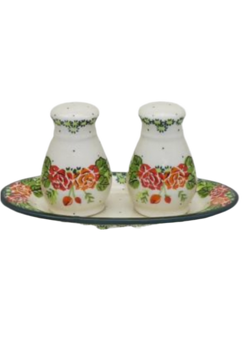 Bolesławiec pottery,ZESTAW DO PRZYPRAW,SET FOR SEASONING,SP001,ROZE,ROSES