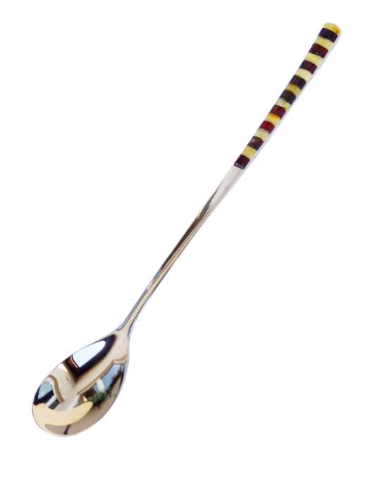 Spoon for coffee late decorate with amber