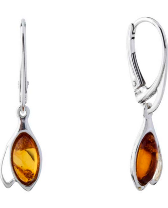 Baltic amber and 925 silver hanging earrings