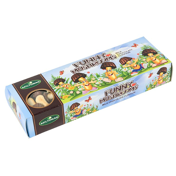 FUNNY MUSHROOMS MILK COOKIES WITH CHOCOLATE COATING, 170G, MILTONAS