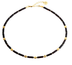 Delicate necklace with dark amber and gold-plated 925 silver