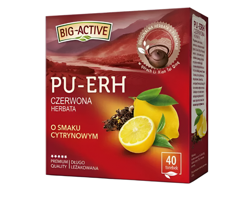 HERBATA CZERWONA O SMAKU CYTRYNOWYM, PU-ERH, RED FRUITS TEA, BIG ACTIVE