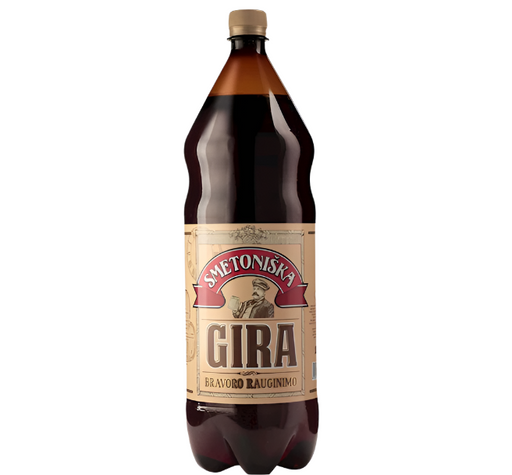 Bottle of Gira with a label on a white background