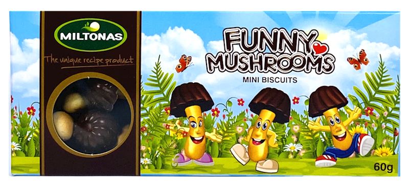 Funny Mushrooms with Milk Chocolate Coating, Lithuania, 60g, MILTONAS