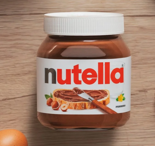 Jar of Nutella on a wooden surface