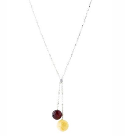 Original classic amber ball necklace on a silver chain