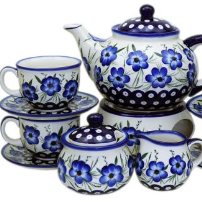 Bolesławiec pottery Small coffee or tea set, Zestaw do kawy lub herbaty mały WT