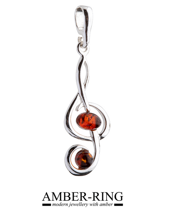 Beautiful amber with silver note pendant