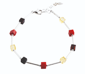 Subtle bracelet with amber and coral