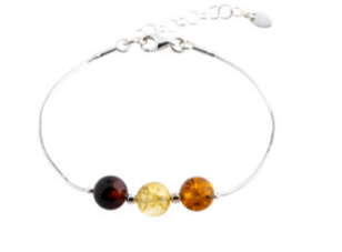 An interesting bracelet with amber balls in three colors