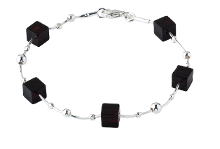 Subtle bracelet with dark cherry amber cubes
