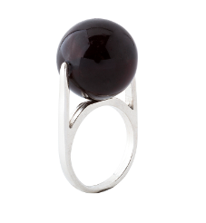 Elegant 925 silver ring with cherry Baltic amber, ball 18 mm