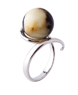 Silver milk/brown amber ring