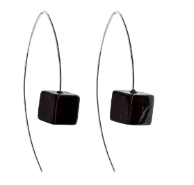 Elegant 925 silver hanging earrings with cherry Baltic amber 12 mm