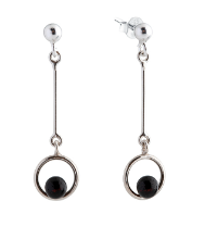 Cherry 925 silver and Baltic amber hanging earrings