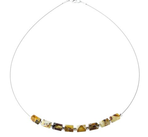 Necklace made of pressed amber rollers