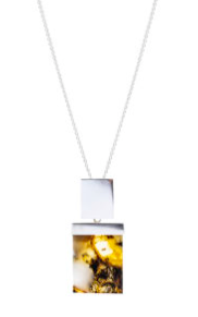 Beautiful 925 silver necklace with slag amber