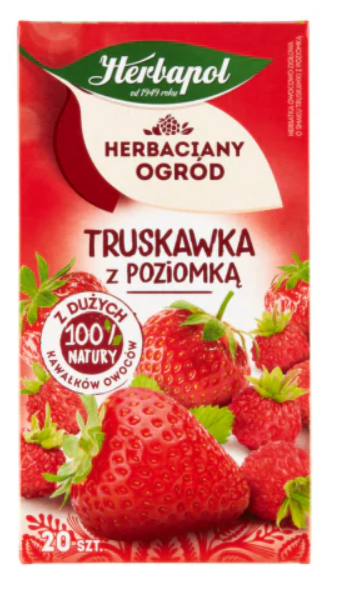 HERBATA TRUSKAWKA Z POZIOMKA,STRAWBERRY AND WILD STRAWBERRY FRUIT TEA,HERBAPOL