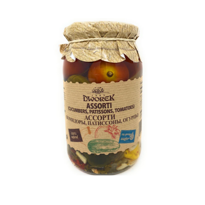 DWOREK ASSORTED (TOMATOES, CUCUMBERS, PATISSONS) 900G Canned & Jarred Vegetables