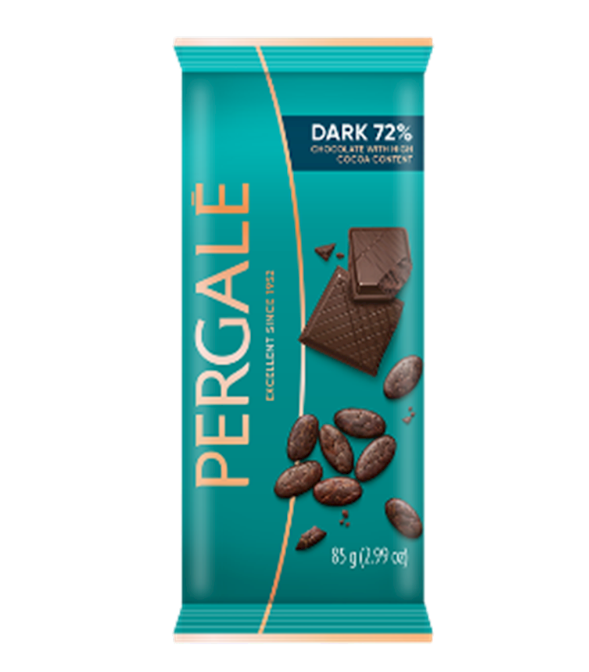 PERGALE Chocolate Bars "Dark 72%" Cocoa, Lithuania, 85g