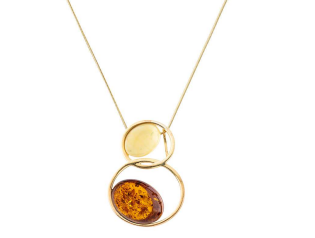Stylish necklace with natural milky and cognac amber