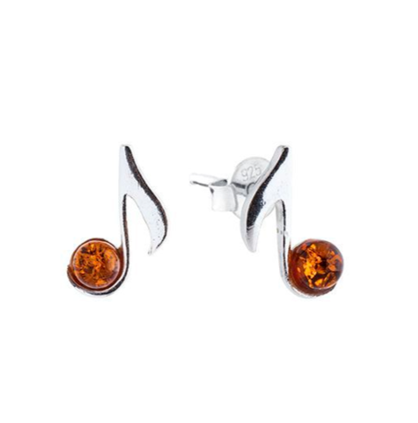 The note amber and silver 925 earrings