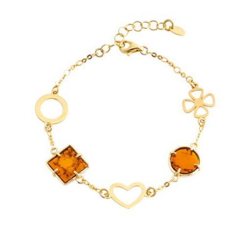 The stunning chain bracelet decorated with cognac amber