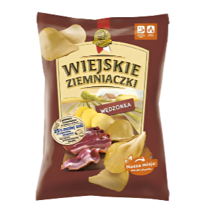 Packaged snack with brand name and product details on a white background