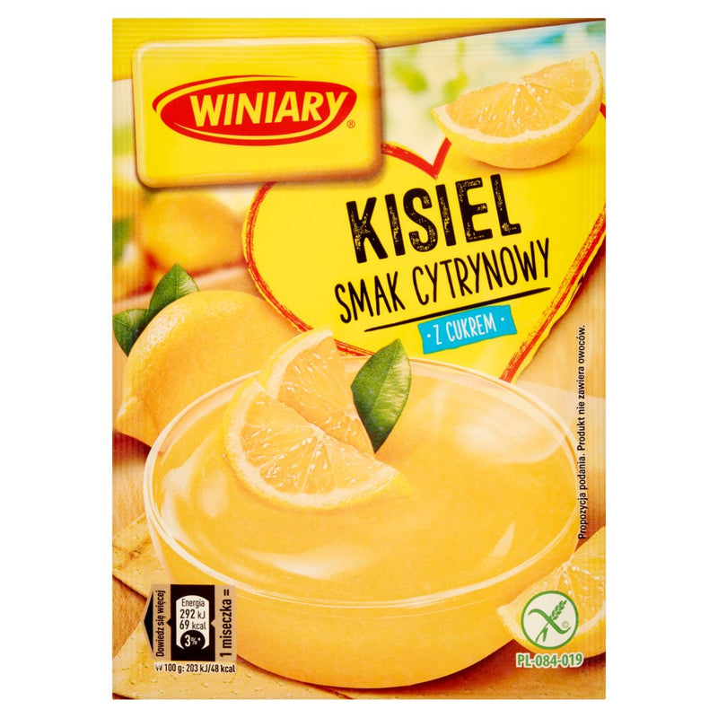 Packaging of WINIARY Lemon Jelly with a picture of lemon jelly in a bowl and lemon slices alongside.