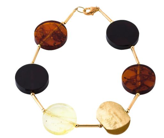 Bracelet with amber in three colors (gold-plated 925 silver)