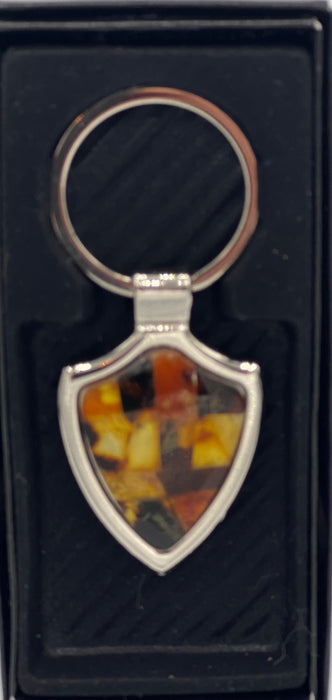 Keychain ring with natural amber