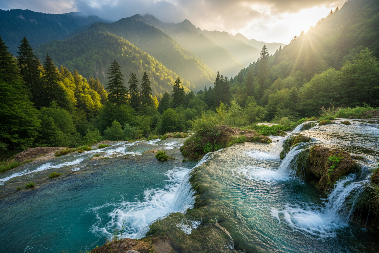 Natural mineral water in mountains