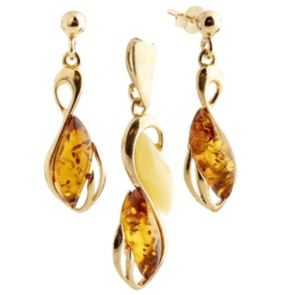 Gold-Plated Sterling Silver Amber Jewelry – Elegant Baltic Craftsmanship - European Food and Gifts