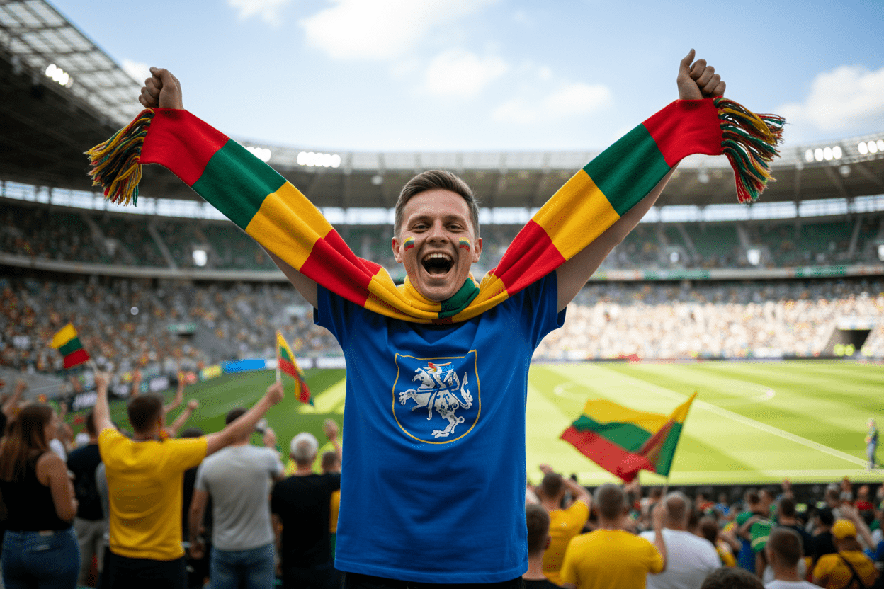 lithuanian Sport fun whearing three color scarf