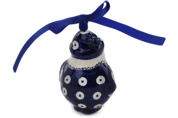 Santa Claus Ornament 4" Peacock Eyes Theme, polish pottery Boleslawiec