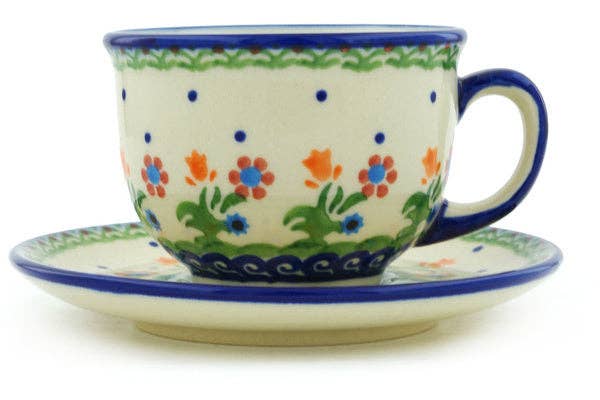 Cup with Saucer Spring Flowers Theme