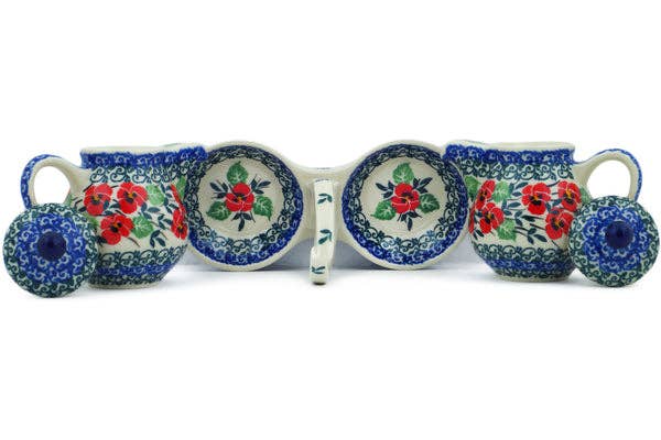 Seasoning Set 6" Red Pansy Theme