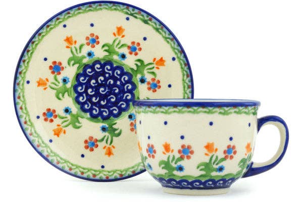 Cup with Saucer Spring Flowers Theme