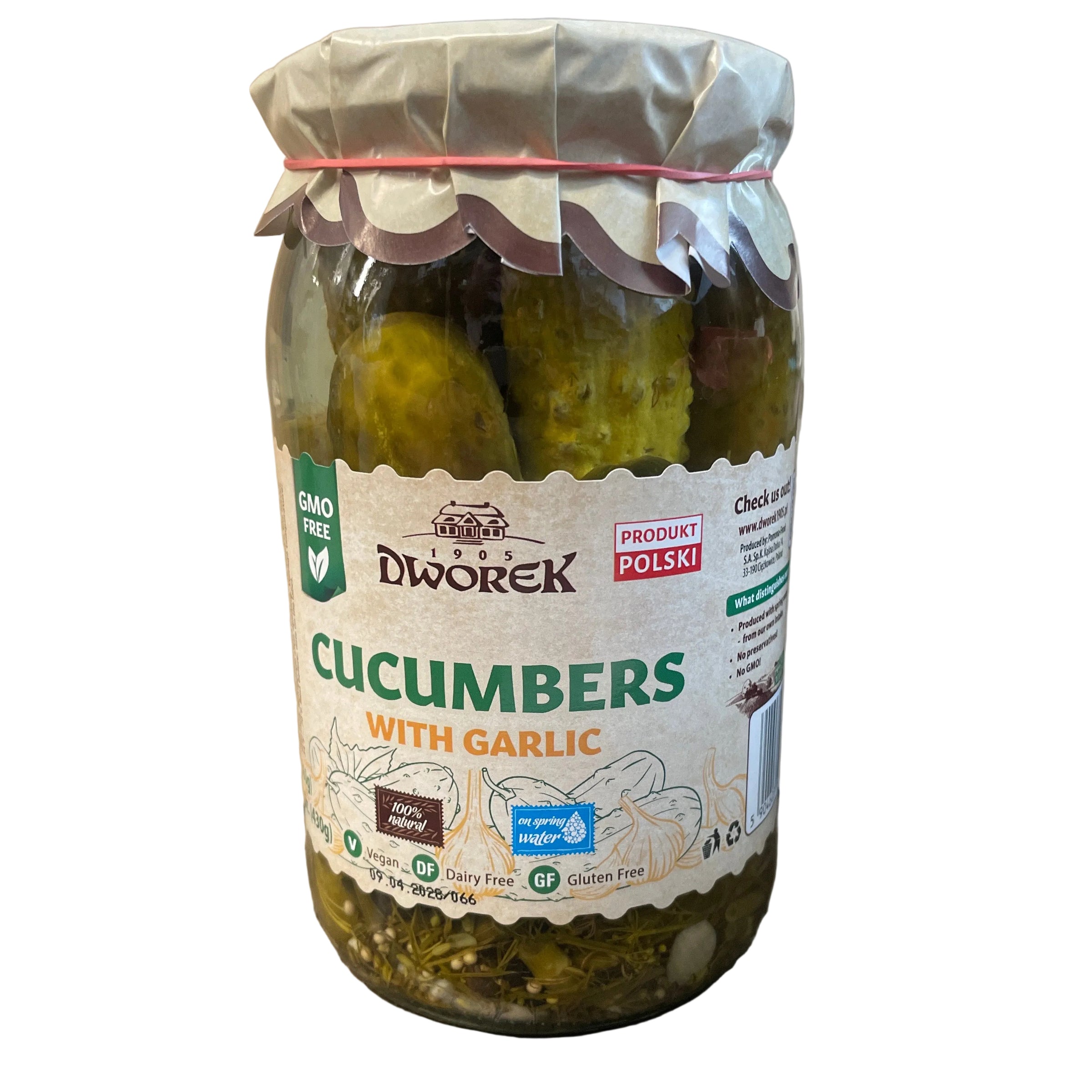 Dworek Pickles with Garlic Marinated 900g – Traditional European Cucumbers