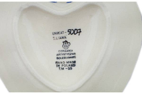 Heart Shaped Bowl 6" Pink Forget Me Not Theme UNIKAT