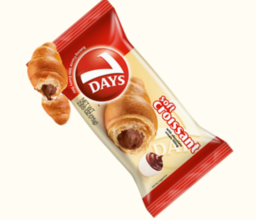 Packaged croissant with Days brand logo on a white background