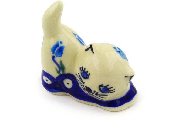 Cat Figurine 2" Peacock Tulip Garden Theme