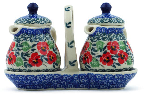 Seasoning Set 6" Red Pansy Theme