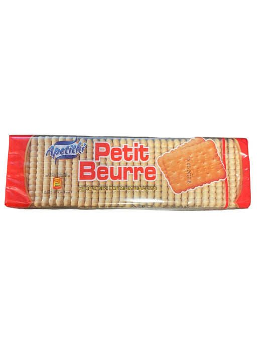 Box of Petit Beurre cookies on a wooden surface