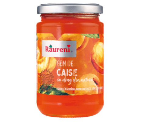 Jar of Rauremi peach jam with a white background