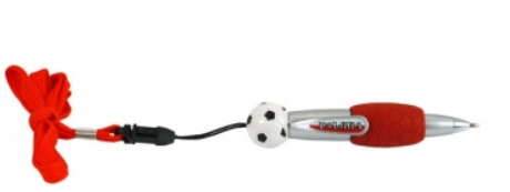 A pen on a lanyard with a ball with the inscription Poland, Polska