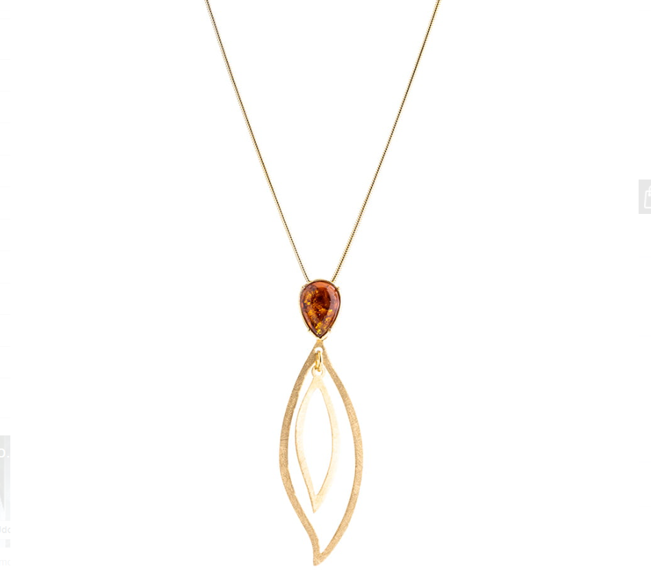 A beautiful necklace with cognac amber teardrop