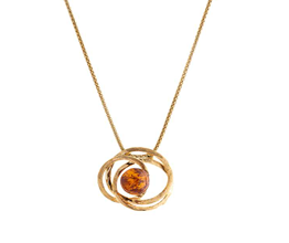 A beautiful round necklace with cognac amber