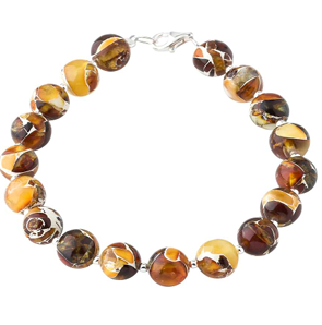 A bracelet with mosaic type round amber