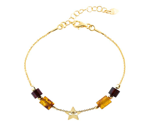 A bracelet with two-color amber and a star